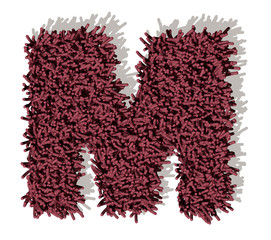 M lettera tappeto microfibra 3d, isolata su sfondo bianco