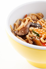 noodle with meat and vegetables