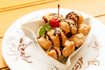 profiteroles with chocolate