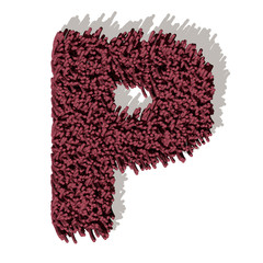 P lettera tappeto microfibra 3d, isolata su sfondo bianco