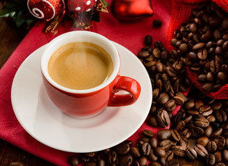 Espresso for Christmas breakfast , close-up