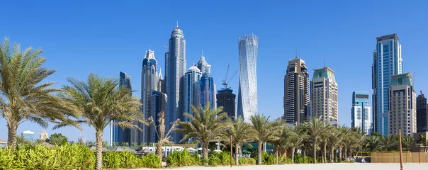 Muurstickers Panoramic view of skyscrapers and jumeirah beach © Frédéric Prochasson