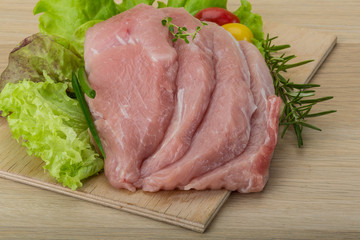 Raw pork schnitzel
