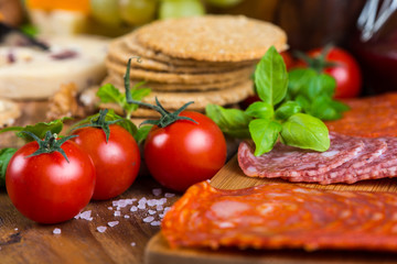 Farm fresh cherry tomatoes with basil