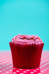 Cup cake on bright background
