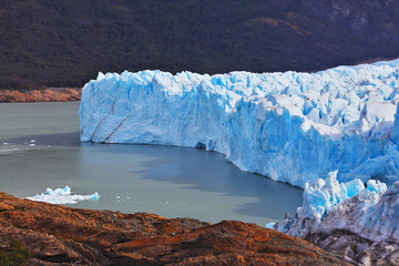 White-blue ice massif multimeter height