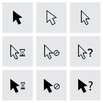 Vector black cursor icon set