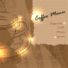 Coffee menu design with a cup