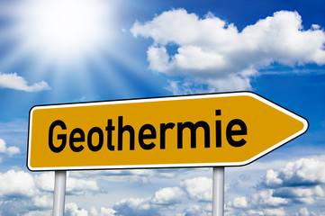 Wegweiser mit Geothermie