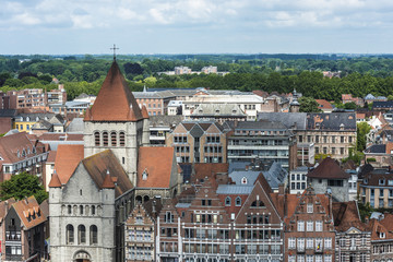 Naklejka na ściany i meble Tournai skyline in Belgium.