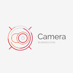 Thin line neat design logo, camera concept