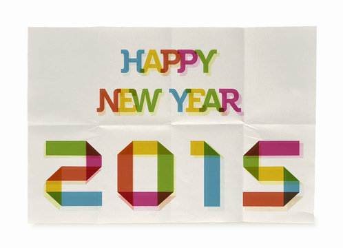 Happy New Year 2015 folded paper poster