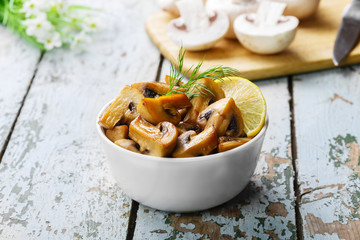 fried mushrooms champignons in a bowl