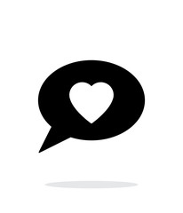 Speech bubble with heart icon on white background.