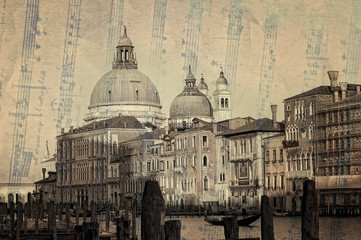 Architektura nad Wielkim Kanałem w stylu retro Wenecja,Włochy.