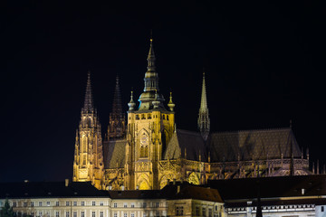 Obraz premium Prague Castle at night illumination.