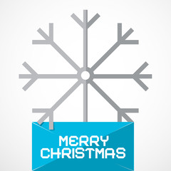 Vector Merry Christmas Paper Title with Snow Flake