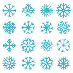Vector Blue Snowflakes Set