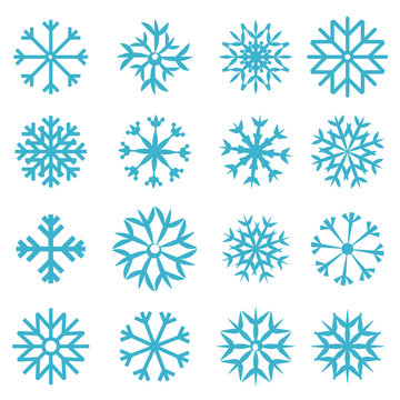 Vector Blue Snowflakes Set