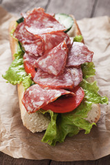 Submarine sandwich with italian sausage