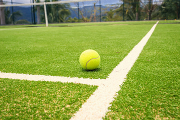 Tennis court with tennis ball