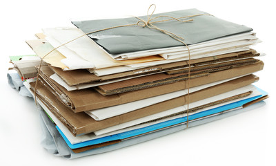 Big stack of papers, isolated on white