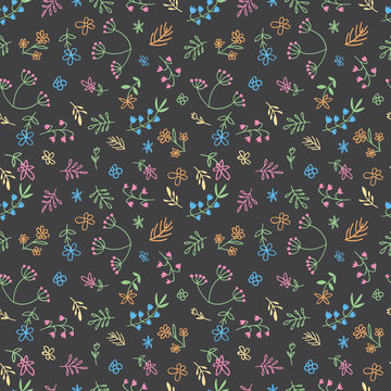 Vector hand drawn doodle flower seamless pattern