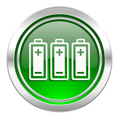 battery icon, green button, power sign