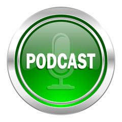 podcast icon, green button