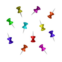 Set of push pins in different colors