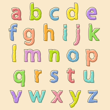 Colored Alphabet Letters With Bloated Outline