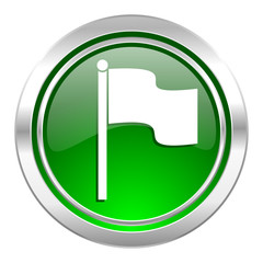 flag icon, green button