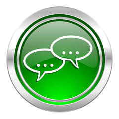 forum icon, green button, chat symbol, bubble sign
