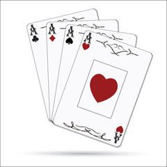 Aces poker cards isolated on white background