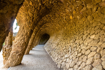 Fototapeta premium A gallery in the Park Guell - Barcelona, Spain