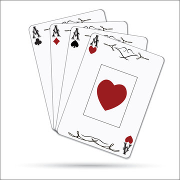 Aces poker cards isolated on white background