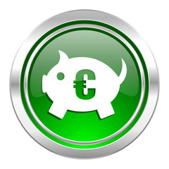 piggy bank icon, green button