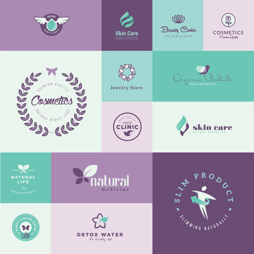 Set of modern flat design beauty and healthcare icons