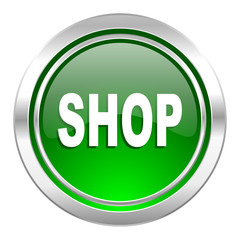 shop icon, green button