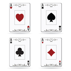 Aces poker cards isolated on white background