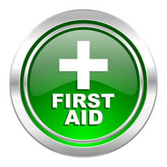 first aid icon, green button