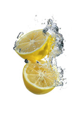 Fototapeta na wymiar Lemon and water drops