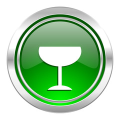 alcohol  icon, green button, glass sign