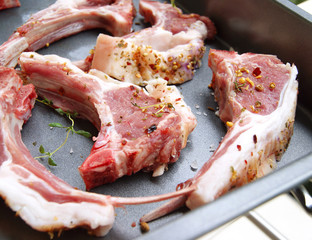Raw lamb ribs