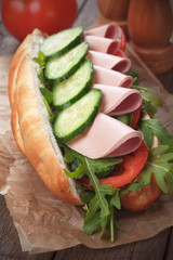 Submarine sandwich with salami