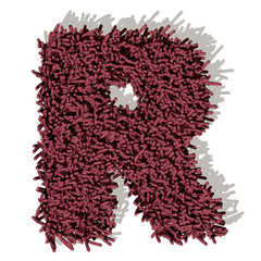 R lettera tappeto microfibra 3d, isolata su sfondo bianco