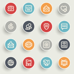 Communication contour icons on color buttons.