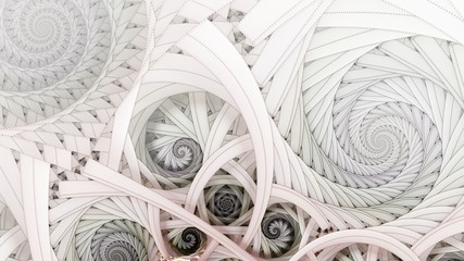 Symmetrical colorful fractal flower spiral, digital abstract - obrazy, fototapety, plakaty