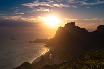 Scenic Rio de Janeiro Sunset Behind Pedra da Gavea