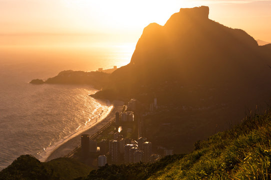 Scenic Rio de Janeiro Sunset Behind Pedra da Gavea